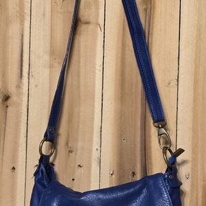 VERA PELLE Gorgeous Blue Italian Leather Crossbody Shoulder Bag Handbag Italy